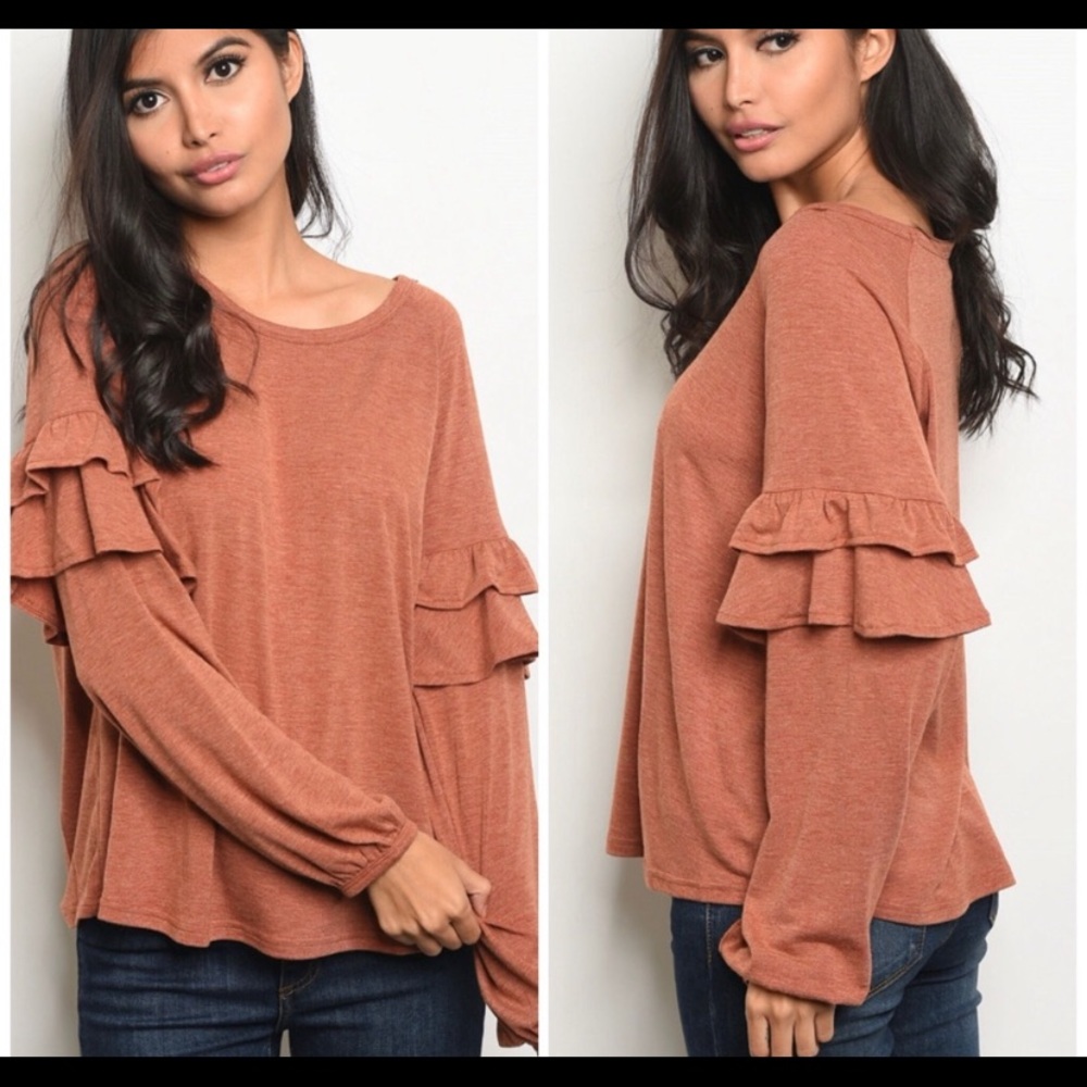 Women Top Long Sleeve With Ruffle